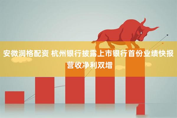 安微润格配资 杭州银行披露上市银行首份业绩快报 营收净利双增