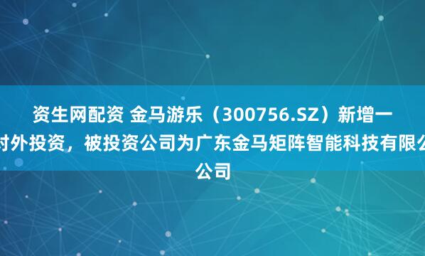资生网配资 金马游乐（300756.SZ）新增一起对外投资，被投资公司为广东金马矩阵智能科技有限公司