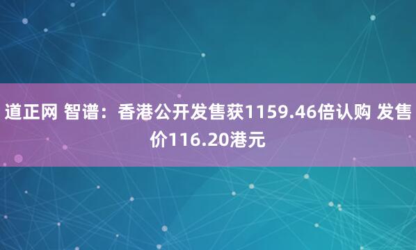 道正网 智谱：香港公开发售获1159.46倍认购 发售价116.20港元